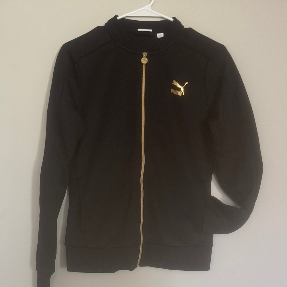 Puma Black Jacket with Gold Zip and Logo